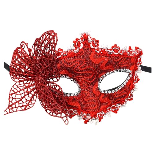 Masquerade Maske Fasching Venezianische Maske Karneval Für Herren Und Damen Venezianische Masken Mottoparty Kostüm Maskerade Venedig Mottoparty Für Männer Und Frauen (A-Rot) von Vuncio