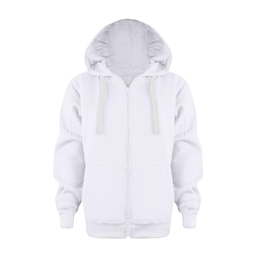 Sweatjacke Mit Kapuze Für Jungen - Reißverschluss Kapuzenpullover Kinder Zip Up Hoodie Langarm Pullover Hoody Kapuzenjacke Mädchen (Weiß, 11-12 Jahre) von Vuncio