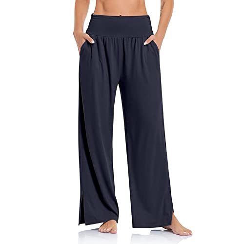 Vuncio Hose Mit Weitem Bein Damen Elegant Jogginghose Damen High Waist Locker Oversized Jogpants Hosen Damen Elegant Große Größen Fitness Laufen Tainingshose Sweathose Jogginghose (Grau, XL) von Vuncio