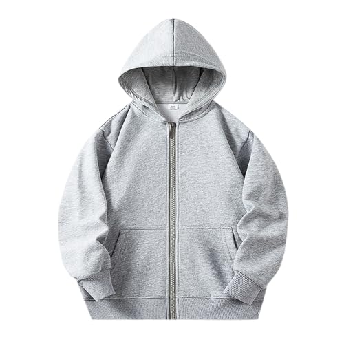 Vuncio Kinder Kapuzenjacke mit Reißverschluss Mädchen 1-9 Jahre Kinder Sweatshirt Jacke Mit Kapuze Oversize Langarm Pullover Hoodie Mädchen Lässig Locker Casual Oberteile (Grey, 2-3 Years) von Vuncio