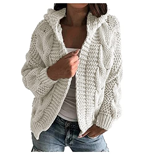 Vuncio Warme Pullover Damen Winter Kuschelig Damen-Strickjacke mit Taschen, langärmlig, lässig, locker, Mantel, Mantel Strickjacke Damen Schwarz Kurz von Vuncio