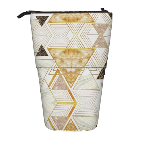 Vuoongt Federmäppchen mit abstraktem geometrischem Muster, Teleskop, Schreibwaren, Aufbewahrungstasche für Zubehör, Büro, Make-up, Schwarz , Einheitsgröße von Vuoongt