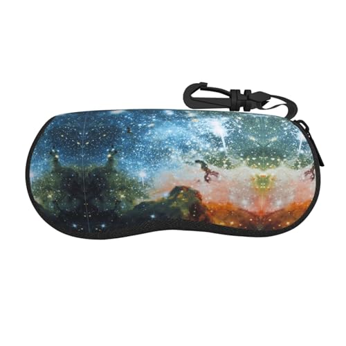 Vuoongt Galaxy Space (2) Bedrucktes tragbares weiches Sonnenbrillenetui mit Gürtelclip Brillenetui Neopren Reißverschluss Brillentasche von Vuoongt