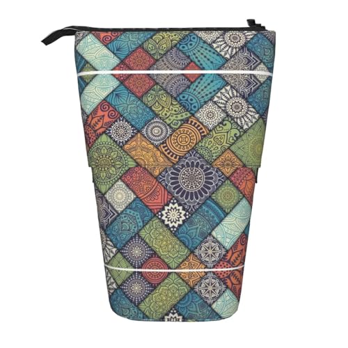 Vuoongt Stand Upbackground Federmäppchen mit geometrischem Druck, Teleskop-Schreibwaren-Aufbewahrungstasche für Zubehör, Büro, Make-up Vuoongt Stand Upbackground Federmäppchen mit geometrischem Druck, Teleskop-Schreibwaren-Aufbewahrungstasche für Zubehör, Büro, Make-up von Vuoongt