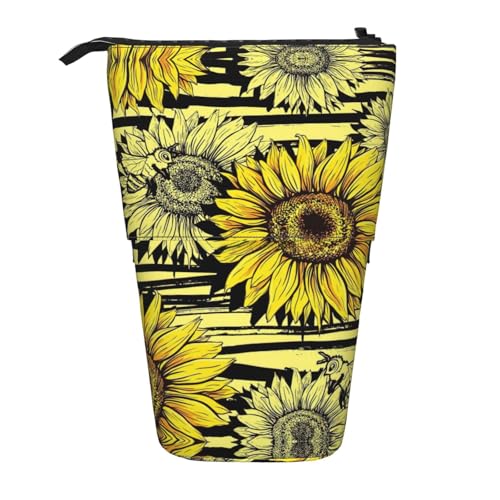 Vuoongt Stand Upbees Sunflowe Federmäppchen, Teleskop-Schreibwaren-Aufbewahrungstasche für Zubehör, Büro, Make-up, Aufbewahrung von Vuoongt