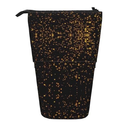 Vuoongt Stand Upblack und Gold Tapetendruck-Federmäppchen, Teleskop-Schreibwaren-Aufbewahrungstasche für Zubehör, Büro, Make-up, Aufbewahrung, Schwarz, One Size von Vuoongt