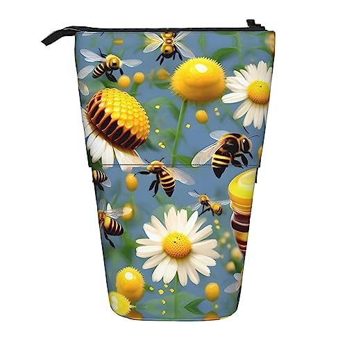 Vuoongt Stand Upflying Bienen Gänseblümchen Honig Druck Federmäppchen Teleskop Schreibwaren Aufbewahrungstasche für Zubehör Büro Make-up Aufbewahrung Vuoongt Stand Upflying Bienen Gänseblümchen Honig Druck Federmäppchen Teleskop Schreibwaren Aufbewahrungstasche für Zubehör Büro Make-up Aufbewahrung von Vuoongt