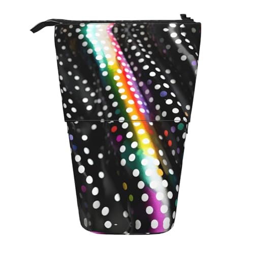 Vuoongt Stand Upglitter Rainbow Polka Dot Stripe Black And White Print Pencil Case Telescopic Stationery Storage Bag For Supplies Office Makeup Storage von Vuoongt