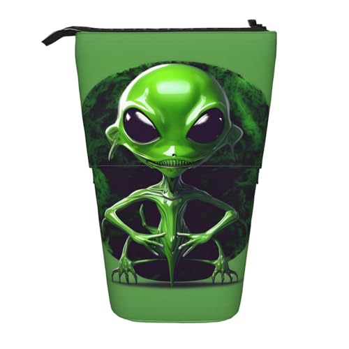 Vuoongt Stand Upgreen Alien-Druck-Federmäppchen, Teleskop-Schreibwaren-Aufbewahrungstasche für Zubehör, Büro, Make-up, Schwarz, Einheitsgröße, Schwarz , Einheitsgröße von Vuoongt