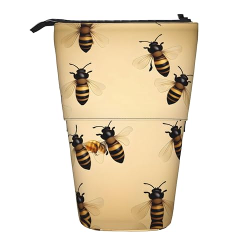 Vuoongt Stand Uphoney Federmäppchen mit Bienendruck, Teleskop-Schreibwaren, Aufbewahrungstasche für Bürobedarf, Make-up, Aufbewahrung von Vuoongt