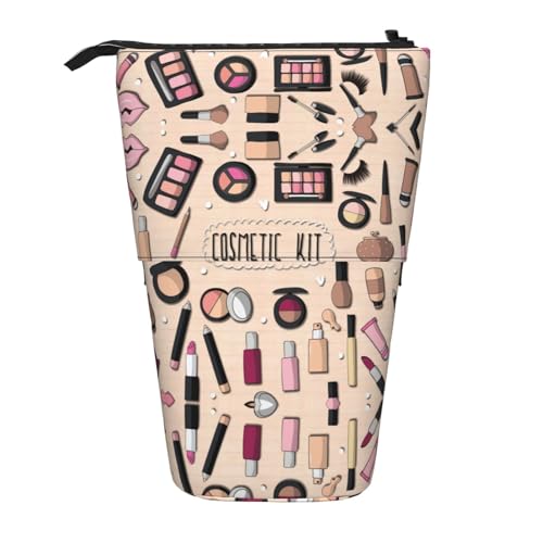 Vuoongt Stand Upmodern Federmäppchen für Mädchen, Kosmetikdruck, Teleskop-Schreibwaren, Aufbewahrungstasche für Zubehör, Büro, Make-up, Schwarz , Einheitsgröße von Vuoongt