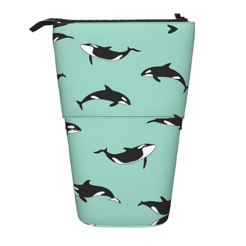 Vuoongt Stand Uppacific Federmäppchen mit Wal-Druck, Teleskop-Schreibwaren, Aufbewahrungstasche für Zubehör, Büro, Make-up, Aufbewahrung, Schwarz, One Size von Vuoongt