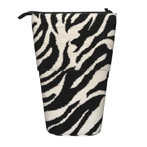 Vuoongt Stand Upzebra Federmäppchen mit Tierdruck, Teleskop-Aufbewahrungstasche für Bürobedarf, Make-up, Aufbewahrung von Vuoongt