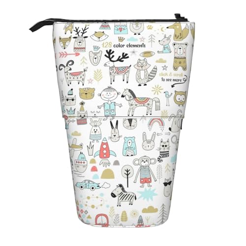 Vuoongt Upanimal Federmäppchen, Motiv: Kaninchen, Fuchs, Dee, Teleskop, Schreibwaren, Aufbewahrungstasche für Zubehör, Büro, Make-up, Aufbewahrung von Vuoongt