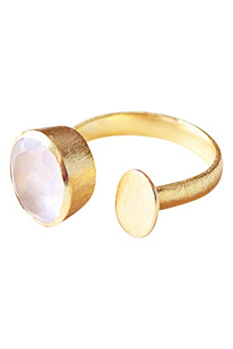 Vurmashop Ring mit Rosenquarz aus 18-karätigem Gold für Damen – einzigartiger Designring mit Halbedelstein, Gold, Rosenquarz von Vurmashop