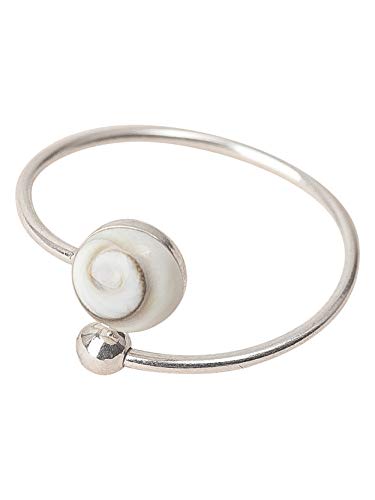 Vurmashop Damen Ring aus 925 Sterlingsilber mit Shiva-Auge – Handgefertigt mit Weißem Santa-Lucia-Stein 6 mm – Verstellbar für Perfekte Passform – Nickelfrei und Hautfreundlich von Vurmashop