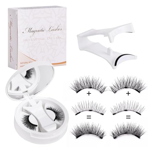 Magnetische Wimpern mit Applikator, wiederverwendbar, natürlicher Make-up-Effekt, kein Eyeliner erforderlich, kein Kleber erforderlich, 3D-Softbiegung, für ganztägiges Tragen geeignet. (CT10-6) von VwyuEgg