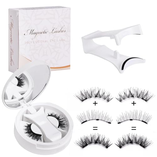 Magnetische Wimpern mit Applikator, wiederverwendbar, natürlicher Make-up-Effekt, kein Eyeliner erforderlich, kein Kleber erforderlich, 3D-Softbiegung, für ganztägiges Tragen geeignet. (CT10-8) von VwyuEgg