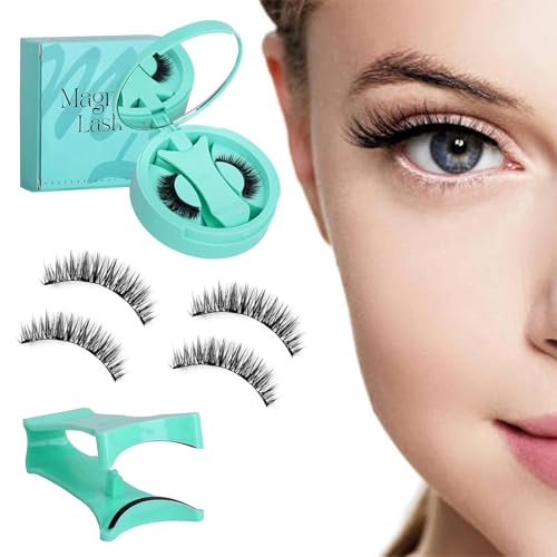 Magnetische Wimpern mit Applikator, wiederverwendbar, natürlicher Make-up-Effekt, kein Eyeliner erforderlich, kein Kleber erforderlich, 3D-Softbiegung, für ganztägiges Tragen geeignet. (ZP01) von VwyuEgg