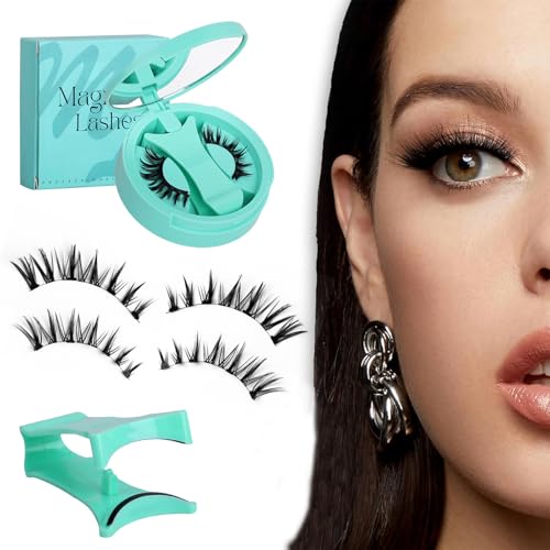 Magnetische Wimpern mit Applikator, wiederverwendbar, natürlicher Make-up-Effekt, kein Eyeliner erforderlich, kein Kleber erforderlich, 3D-Softbiegung, für ganztägiges Tragen geeignet. (ZP03) von VwyuEgg