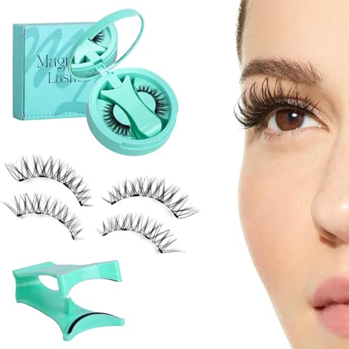 Magnetische Wimpern mit Applikator, wiederverwendbar, natürlicher Make-up-Effekt, kein Eyeliner erforderlich, kein Kleber erforderlich, 3D-Softbiegung, für ganztägiges Tragen geeignet. (ZP06) von VwyuEgg