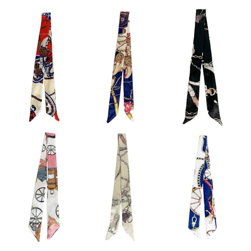 Vxcbad 6Stück Multifunktionales Damen Seidenschal Set - Frühling-Sommer-Herbst-Winter | Als Seidenschaft Haarband, Armband, Krawatte & Handtaschen-Dekoration von Vxcbad