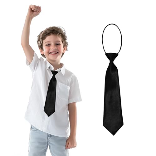 Vxcbad Krawatte Einfarbig Krawatte Kinder Jungen Krawatte für Hochzeiten, Abschlussfeiern Und Alltagskleidung 28×7CM (Schwarz) von Vxcbad