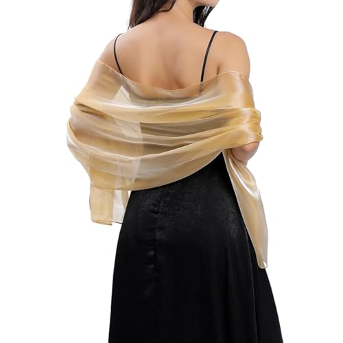 Vxcbad Stola Damen Festlich Festliche Stola Stola für Abendkleid Stola Leicht Und Weich, für Brautjungfern, Hochzeiten Und Parteien, Mehrere Farben VerfüGbar, 70 * 170cm (Gold) von Vxcbad