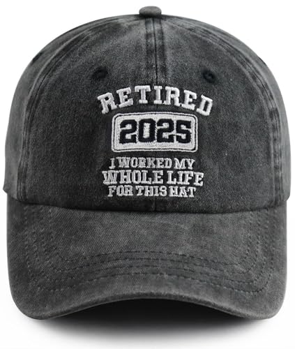 Vxchkerm Retired 2025 I Worked My Whole Life for This Hat for Men Women, Adjustable Embroidered Retirement Baseball Cap, Schwarz, Einheitsgröße von Vxchkerm
