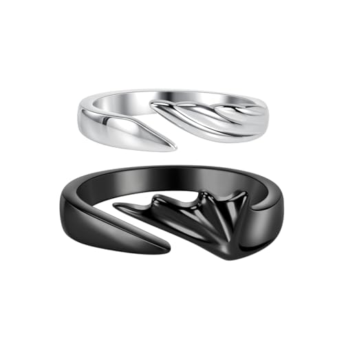 Versprechen Ringe für Paare Passende Ring Engel & Teufel Verlobung Eheringe Hochzeitsringe Einstellbare Sterling Silber Ihn und Sie Paar Schmuck von Vxddy