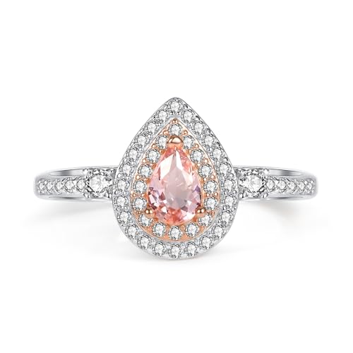 Vxddy Damen Ringe Frauen Einstellbar Ring Morganit Versprechen Eheringe Hochzeitsringe Sterling Silber Geschenk Schmuck von Vxddy