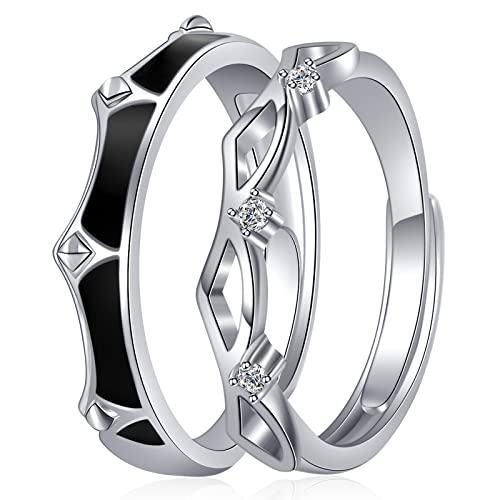 Vxddy Paar Ringe Eheringe Hochzeitsringe Prinzessin und Ritter Versprechen Paare Ring Passende Schmuck Sterling Silber Einstellbar Ihn und Sie Geschenke von Vxddy