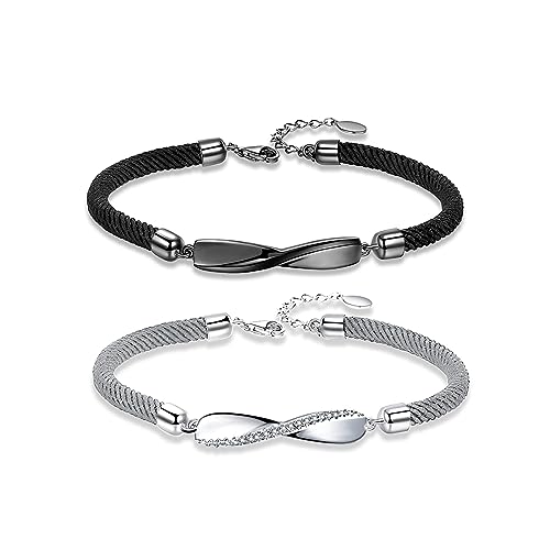 Vxddy Paare Armbänder Mobius Unendliche Liebe Einstellbare Sterling Silber Versprechen Passendes Armband Ihn und Sie Paar Schmuck Geschenk von Vxddy
