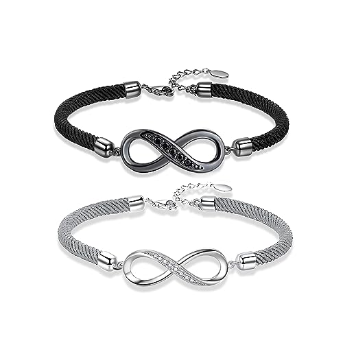 Vxddy Paare Armbänder Unendliche Liebe Symbol Versprechen Einstellbare Armband für ihn und sie Paar Schmuck Sterling Silber Hochzeit Geschenk von Vxddy