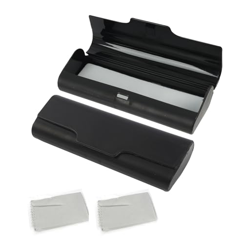 2er-Set Poliert Plastik Transparent Brille Box Ultraleicht tragbar in Schwarz, Hartschalenetui für Damen und Herren, Innere Schwammmatte, Schutzbrille Schutz und Tragbarkeit, Stilvolles Design von Vxiwscy