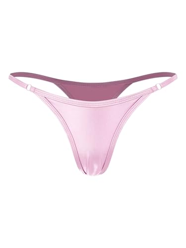 Vxuxlje Damen Metallic G-String Riemen String Tanga Mini Höschen Kurz Wäsche Unterhosen Glänzende Unterwäsche Rosa S von Vxuxlje