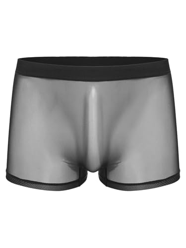 Vxuxlje Herren Durchsichtige Mesh Boxershorts Slips Shorts Boxer Briefs Unterhose Unterwäsche Nachtwäsche Reizwäsche Schwarz XL von Vxuxlje