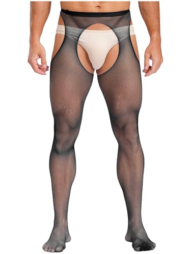 Vxuxlje Herren Ouvert Strumpfhose Transparent Leggings Offenem Nylon Hosen Lang Pants Socken Strümpfe Gogo Erotik Reizwäsche Schwarz Einheitsgröße von Vxuxlje