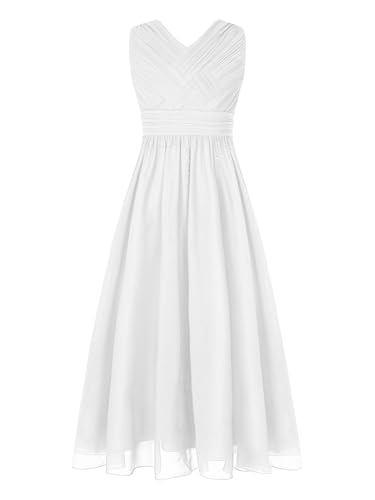 Vxuxlje Mädchen Festlich Kleid Ärmellose Hochzeitkleider Blumenmädchen Kinderkleid Elegant Abendkleid Weiß Kommunionkleid Elfenbein 110-116 Vxuxlje Mädchen Festlich Kleid Ärmellose Hochzeitkleider Blumenmädchen Kinderkleid Elegant Abendkleid Weiß Kommunionkleid Elfenbein 110-116 von Vxuxlje