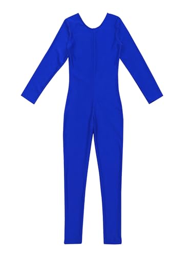 Vxuxlje Mädchen Turnanzug Ganzkörper Ballettbody Langarm Ballettanzug Overall Ballett Trikotanzug Gymnastikanzug Tanzkleidung Königsblau 134-140 von Vxuxlje