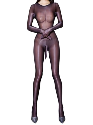 Vxuxlje Öl Glanz Bodystocking Damen Transparente Bodysuit Dessous Body Langarm Ganzkörper Catsuit Erwachsene Unterwäsche Schwarz XL Vxuxlje Öl Glanz Bodystocking Damen Transparente Bodysuit Dessous Body Langarm Ganzkörper Catsuit Erwachsene Unterwäsche Schwarz XL von Vxuxlje