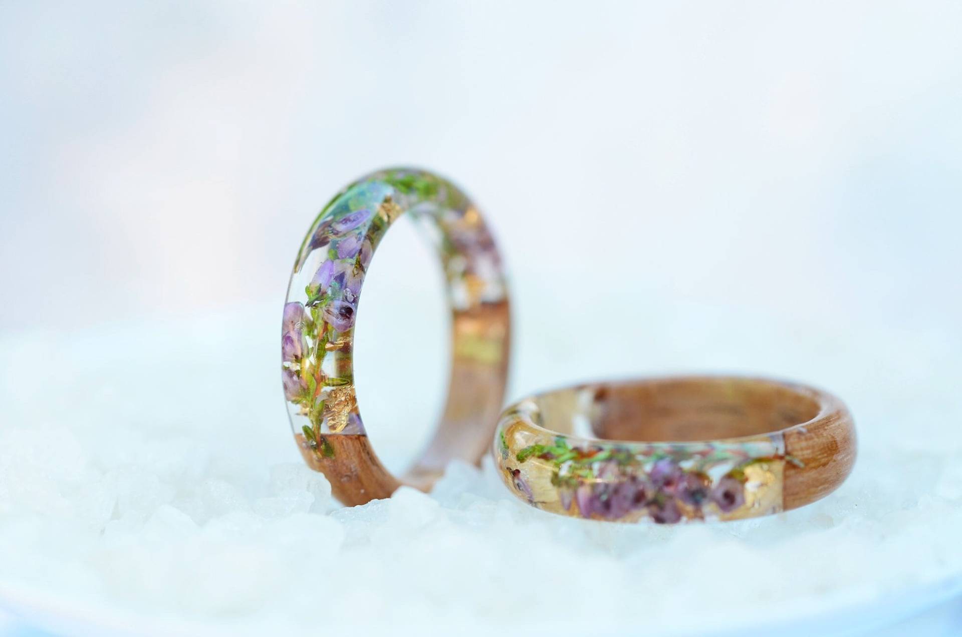 Wald Rosa Heidekraut Blume Ring, Holz Natur Ehering, Echte Holzring, Ring von VyTvir