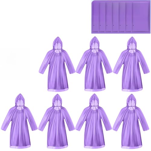 Vyloky 14 Stück schillernd Durchsichtig Regenponcho Damen Herren (DE/NL/SE/PL, Alphanumerisch, Einheitsgröße, Regular, Regular, 7 Beutel×2 Stück, Lila) von Vyloky