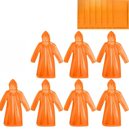 Vyloky 14 Stück schillernd Durchsichtig Regenponcho Damen Herren (DE/NL/SE/PL, Alphanumerisch, Einheitsgröße, Regular, Regular, 7 Beutel×2 Stück, Orange) von Vyloky