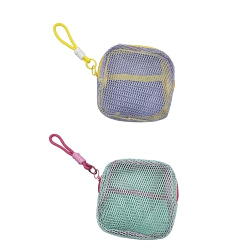 Vyloky 2-teiliges Aufbewahrungstaschen-Set Tofu-förmige Tasche Geldbörse Netz-Kosmetiktasche Aufbewahrungstasche (Lila + Grün) von Vyloky
