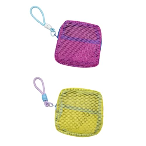 Vyloky 2-teiliges Aufbewahrungstaschen-Set Tofu-förmige Tasche Geldbörse Netz-Kosmetiktasche Aufbewahrungstasche (Rot + Rosa) von Vyloky