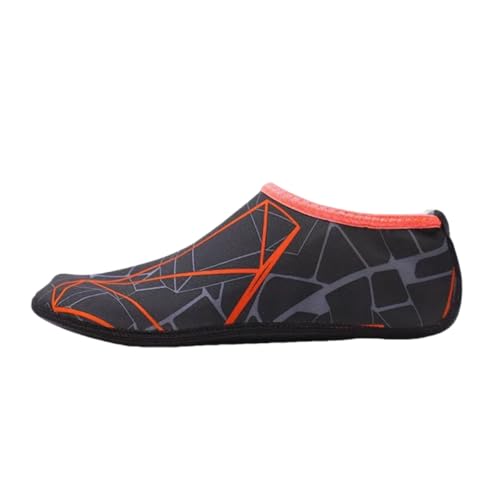 Vyloky Elasthan Sharkskin Sohle Badeschuhe Strandschuhe Schnorchelsocken - 80g Leicht & Faltbar, rutschfest für Strand, Surfen (Damen Herren) (Grau-Orange) von Vyloky