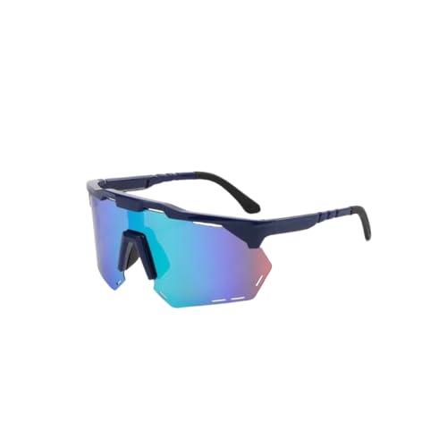 Vyloky Polarisierte Sportbrille mit Smart-Tönung | 29.9g Leicht-PC | Physik Luftführung | 142mm Europa-Form Damen/Herren | Tag+Nacht (Dunkelblauer Rahmen, grüne Folie) von Vyloky