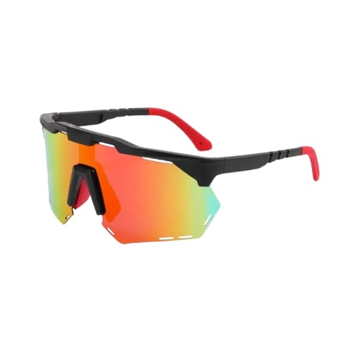 Vyloky Polarisierte Sportbrille mit Smart-Tönung | 29.9g Leicht-PC | Physik Luftführung | 142mm Europa-Form Damen/Herren | Tag+Nacht (Schwarzer Rahmen, rote Folie) von Vyloky