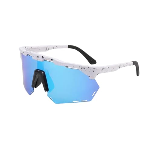 Vyloky Polarisierte Sportbrille mit Smart-Tönung | 29.9g Leicht-PC | Physik Luftführung | 142mm Europa-Form Damen/Herren | Tag+Nacht (Weißer Rahmen, blaue Folie) von Vyloky
